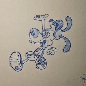 Disney Pixar Inside Out 2 Bloofy drawing/sketch animation signed hand made art